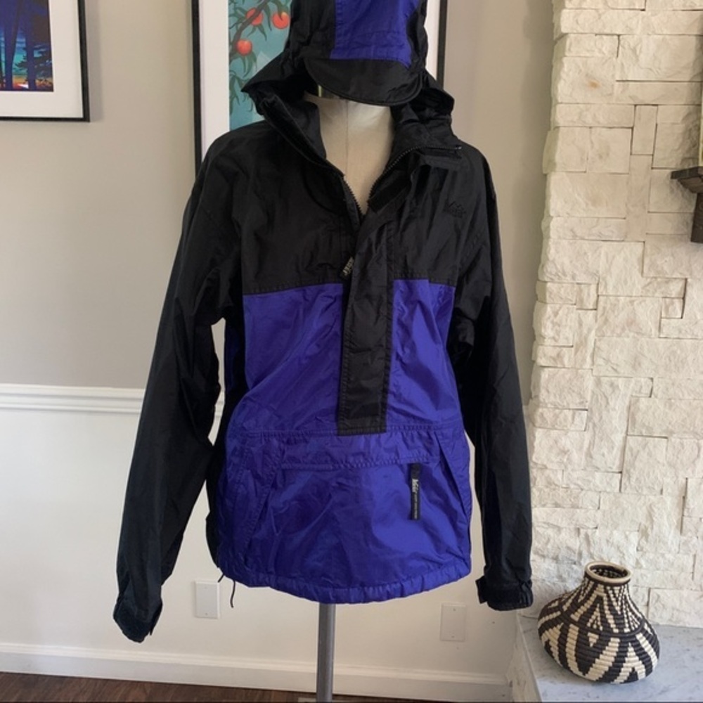 Vintage Gore-Tex Pull Over Rain Jacket Parka REI 90s Black & Purple Size XS